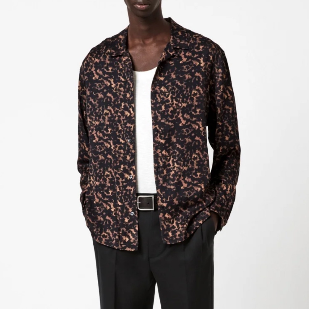 All Saints Black and Brown Casual Button Down Shirt